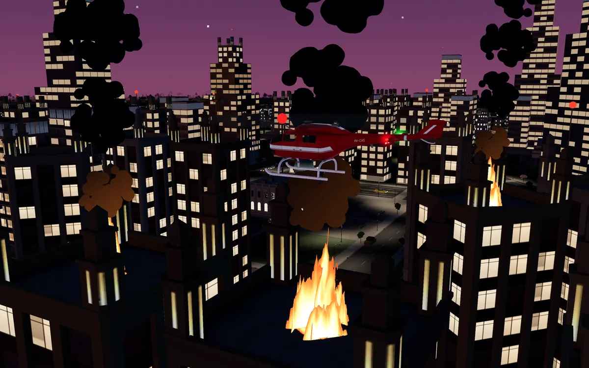 Fighting a fire at night
